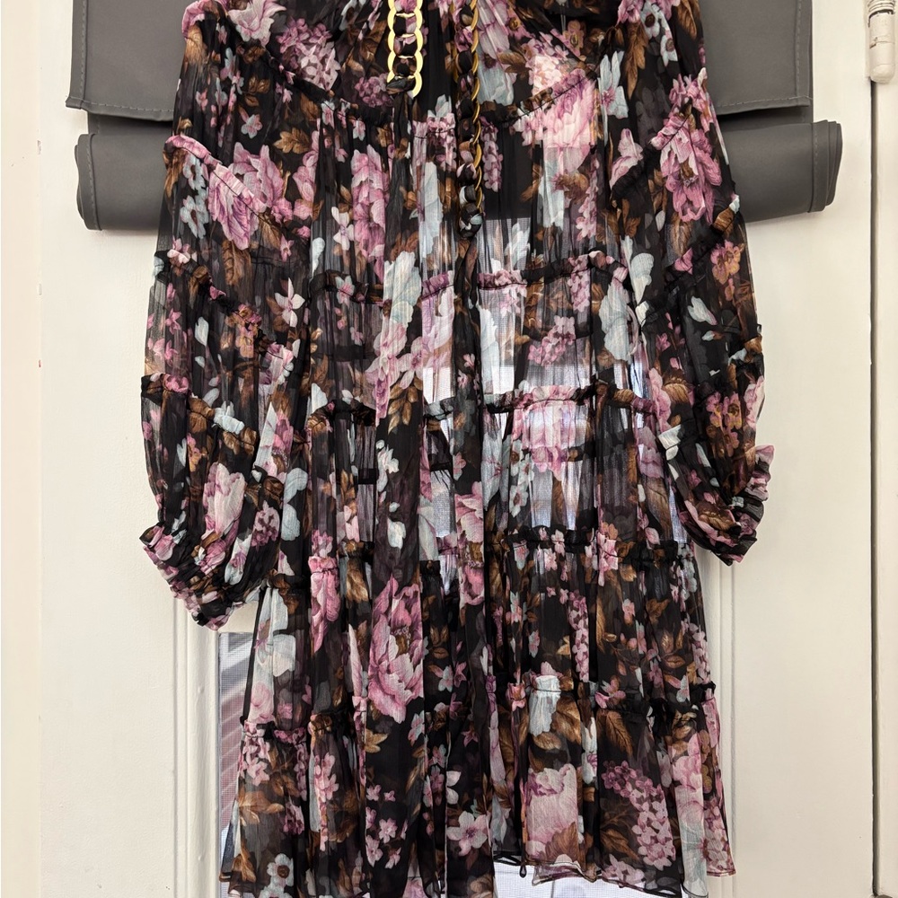 Zimmermann Floral Midi Dress - Black and Pink
